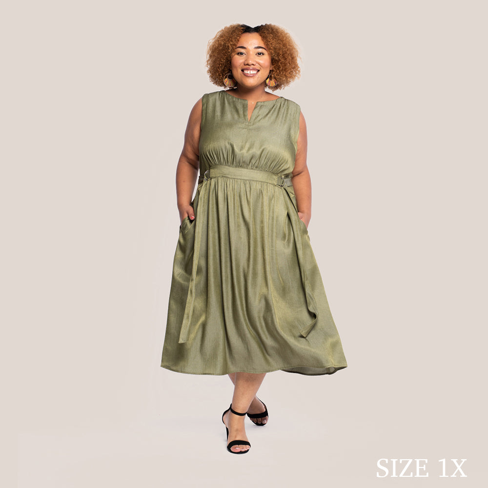 ROBYN SLIMMING DRESS - KELP