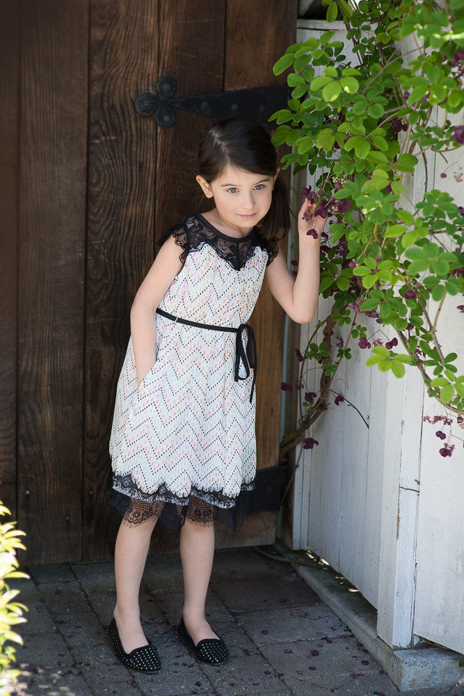 Lianne Chevron Print with Lace Accented Dress Success | Children's Collection