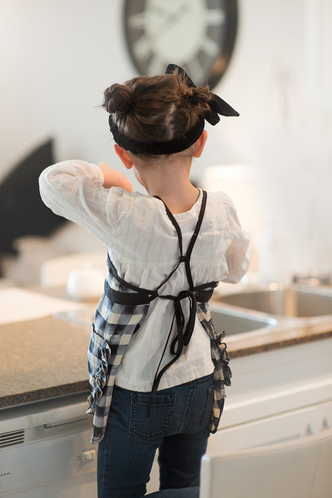 Black White Checker Plaid Apron | Children's Collection