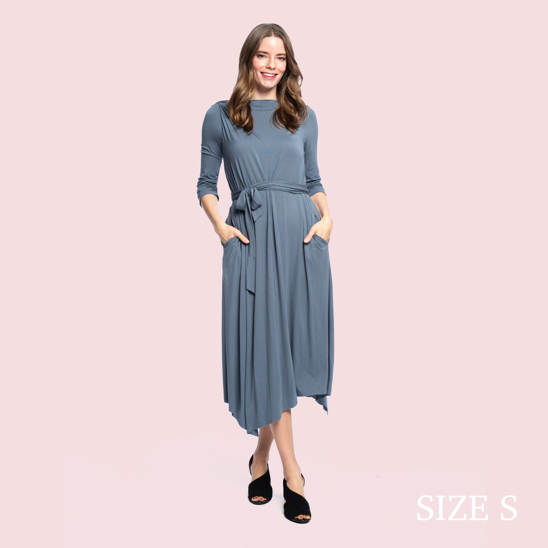 WRENLEY DRESS - DARK SLATE M WRENLEY DRESS - DARK SLATE M