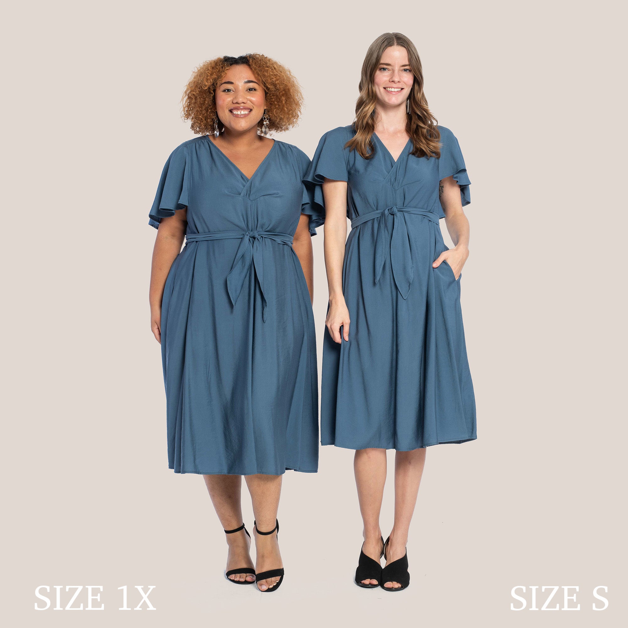 CHARLOTTE SLIMMING DRESS - STEEL BLUE