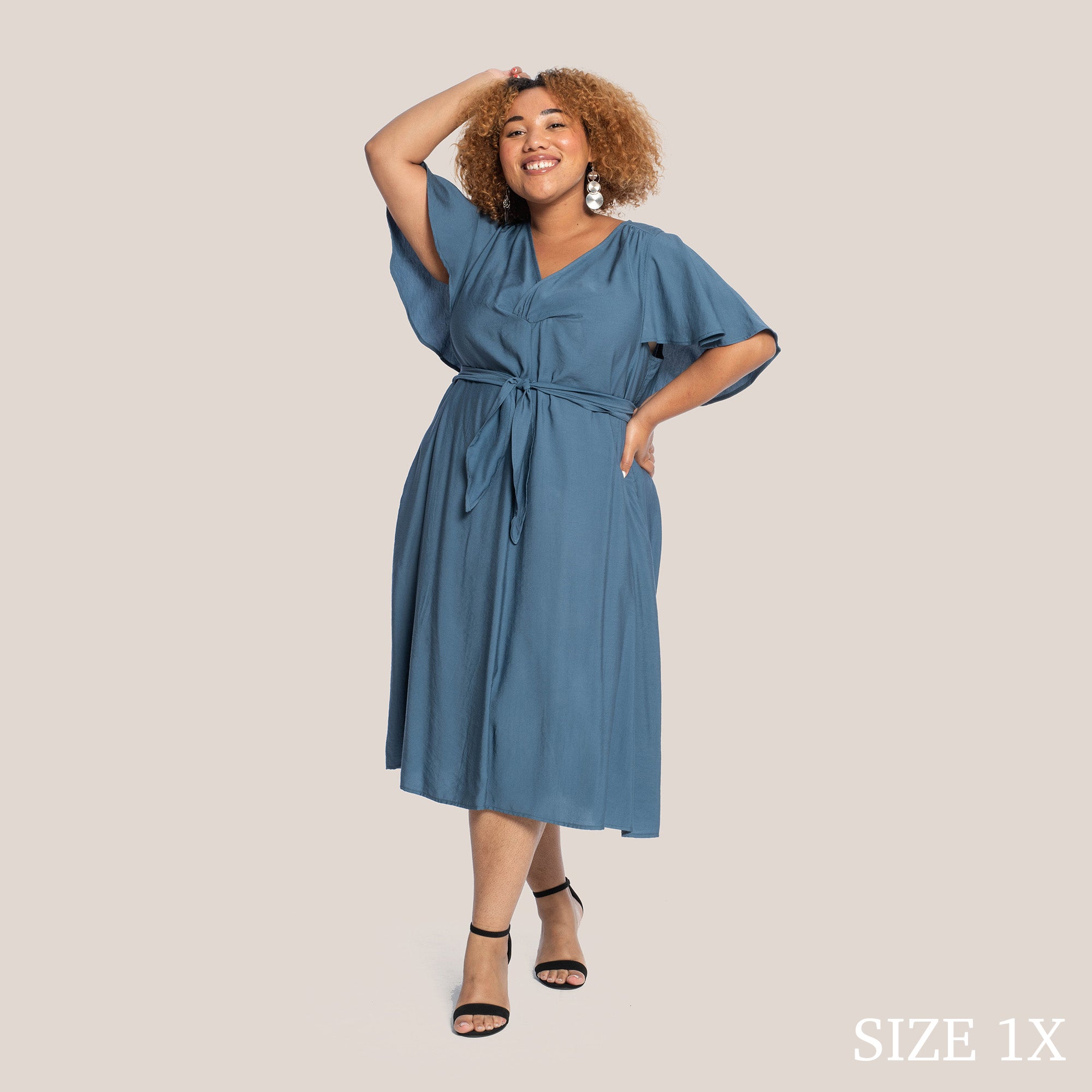 CHARLOTTE SLIMMING DRESS - STEEL BLUE