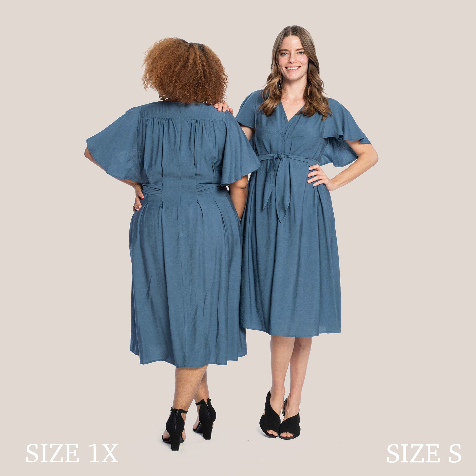 CHARLOTTE SLIMMING DRESS - STEEL BLUE