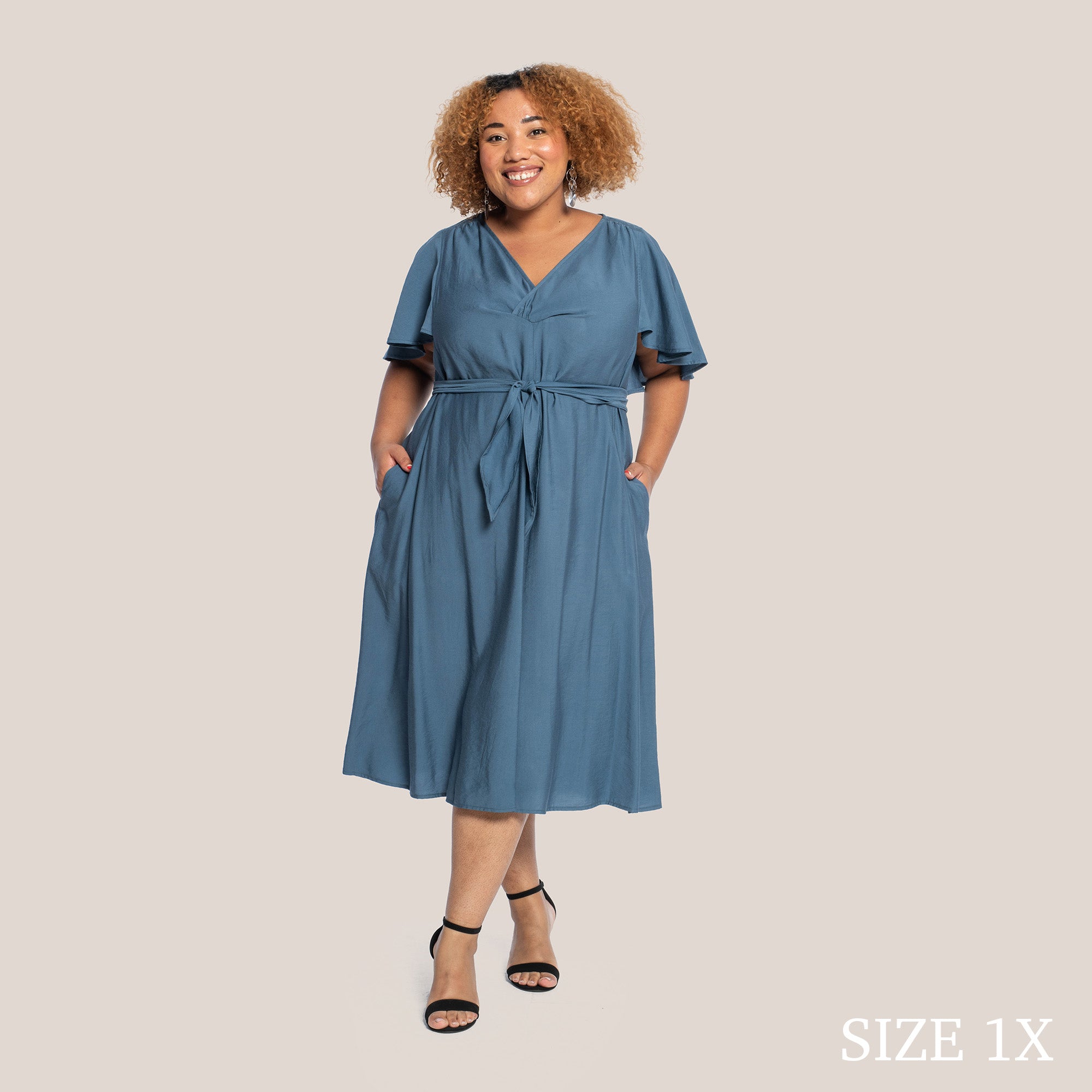 CHARLOTTE SLIMMING DRESS - STEEL BLUE