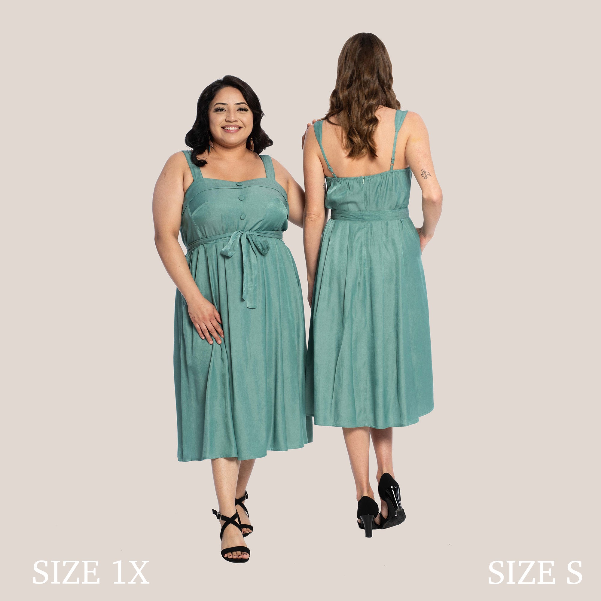 GIANNA SLIMMING DRESS - TURF GREEN