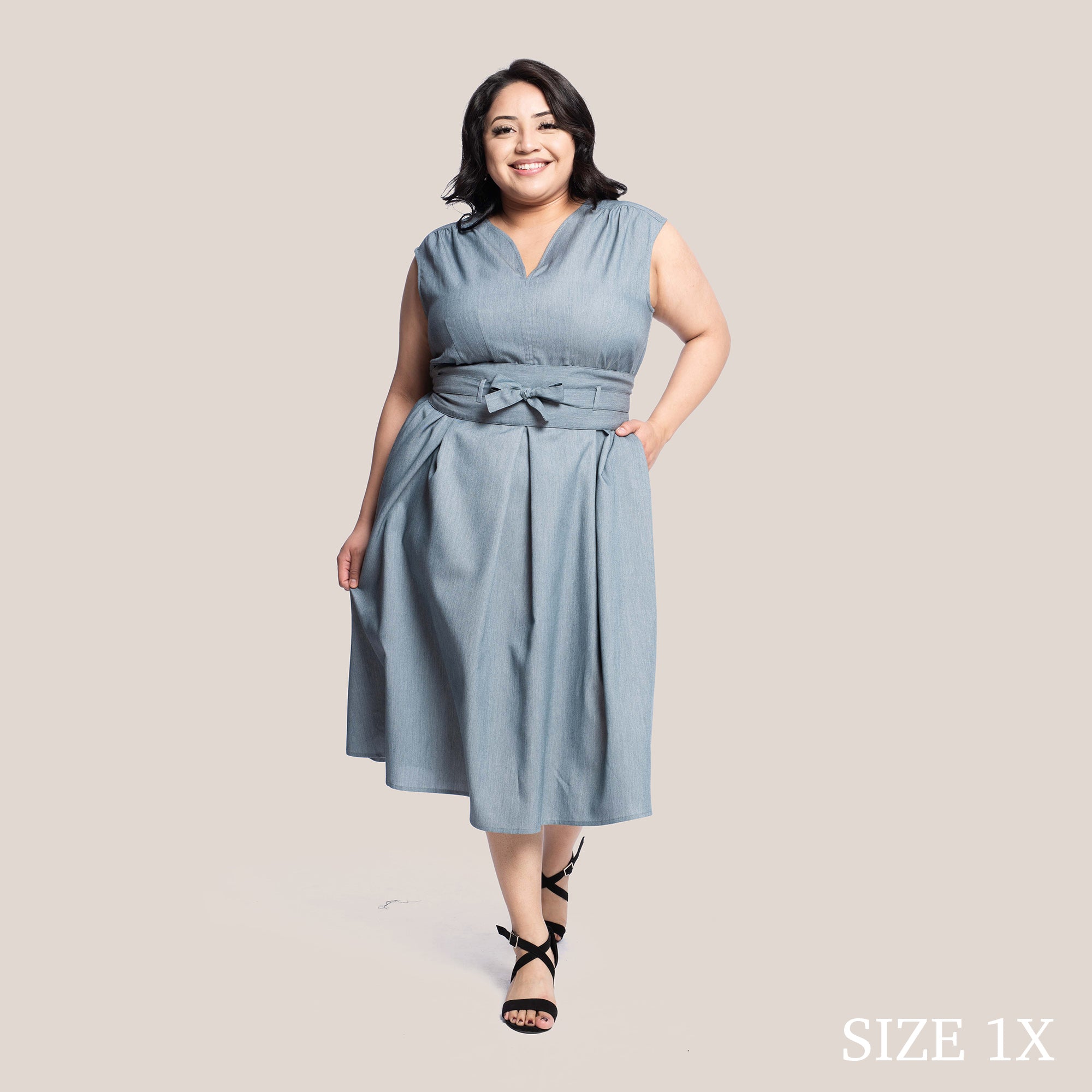 JAYLANI SLIMMING DRESS - SMOKE DENIM