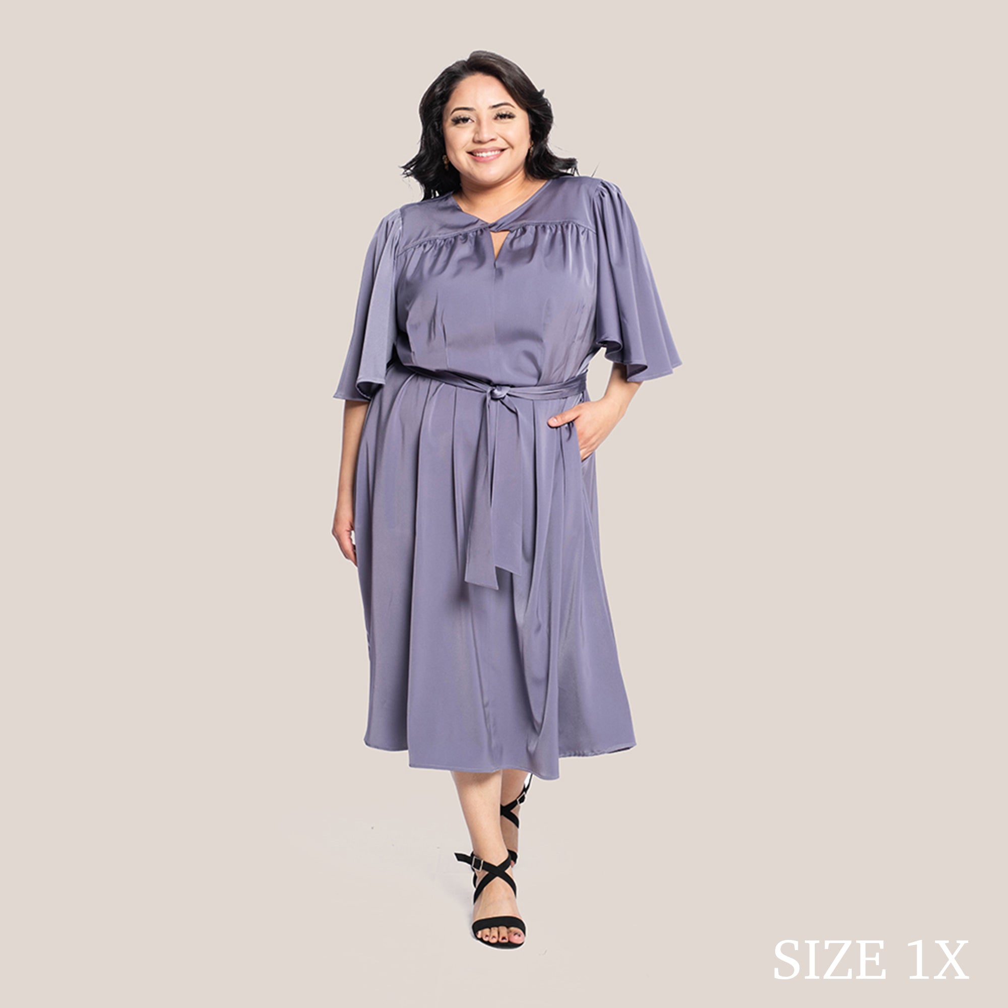 MILA SLIMMING DRESS - DIGITAL LAVENDER