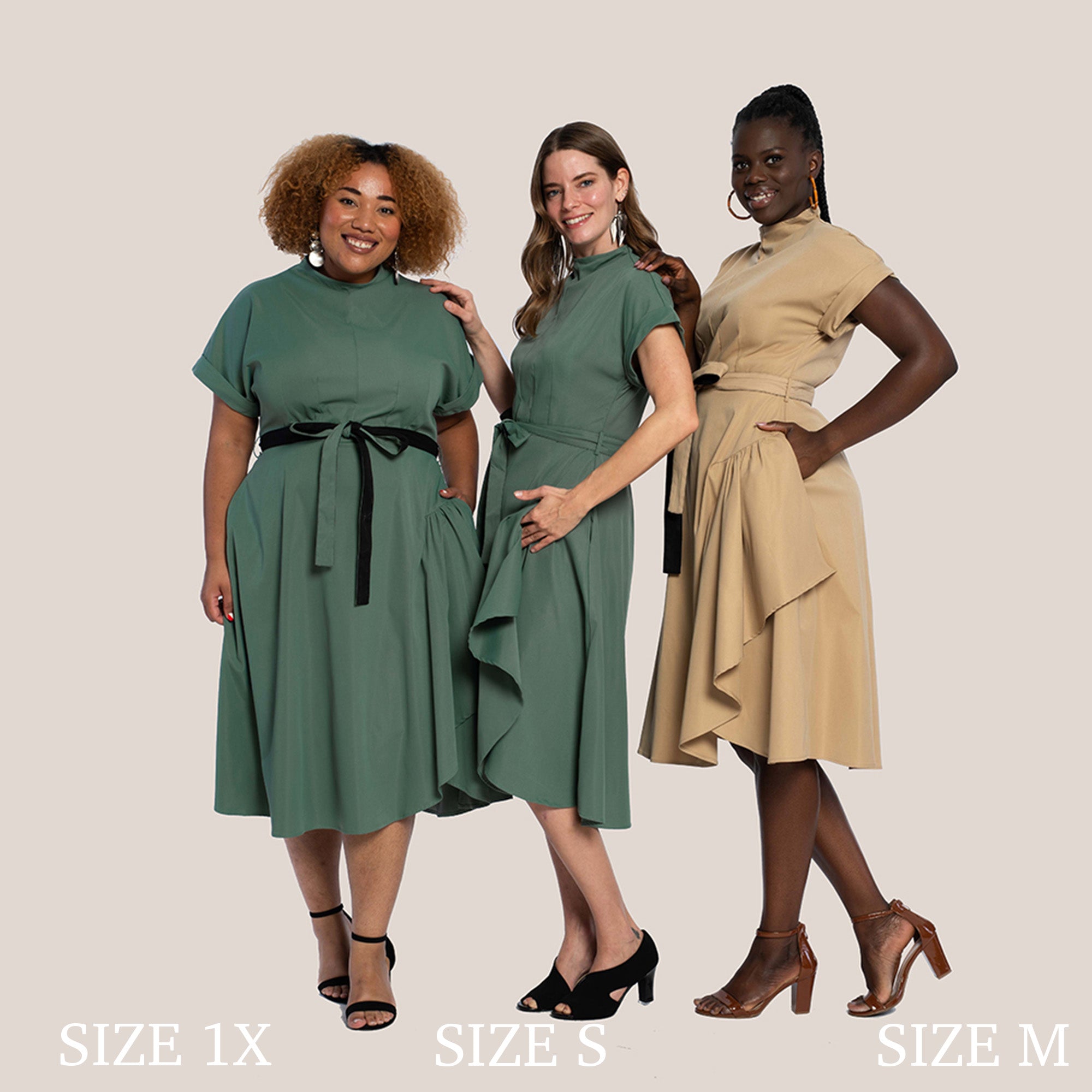 SIMONE SLIMMING DRESS - OLIVE PATH