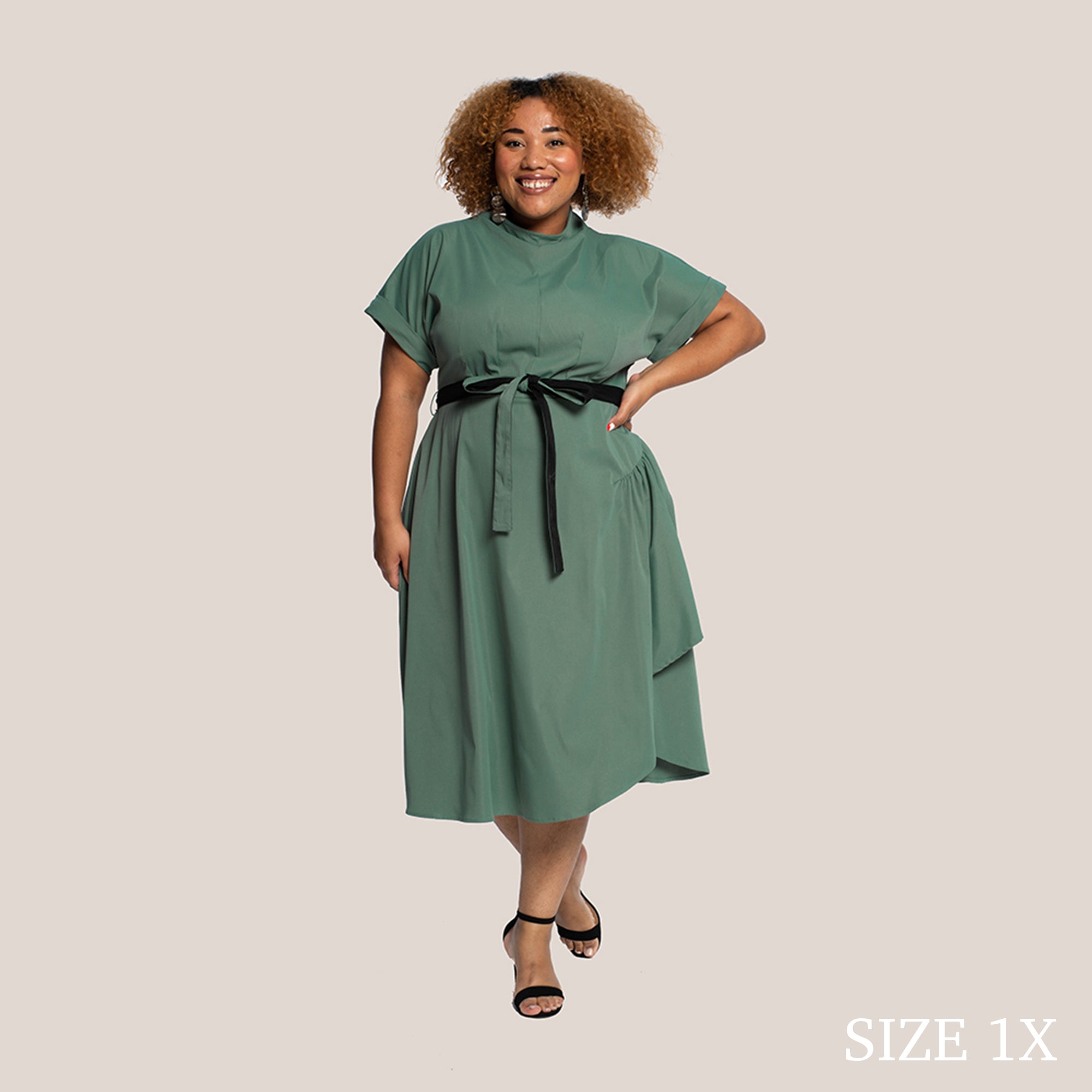 SIMONE SLIMMING DRESS - OLIVE PATH