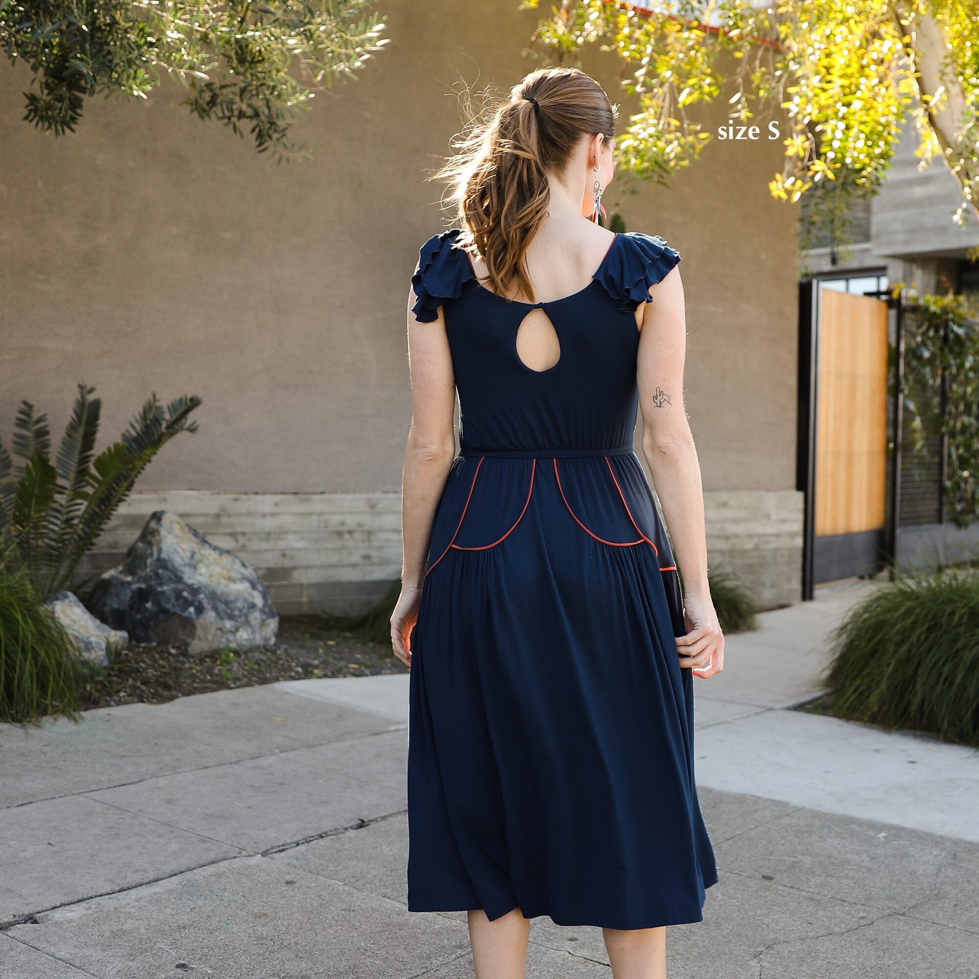 LUCIENNE DRESS - BLUE / RUST