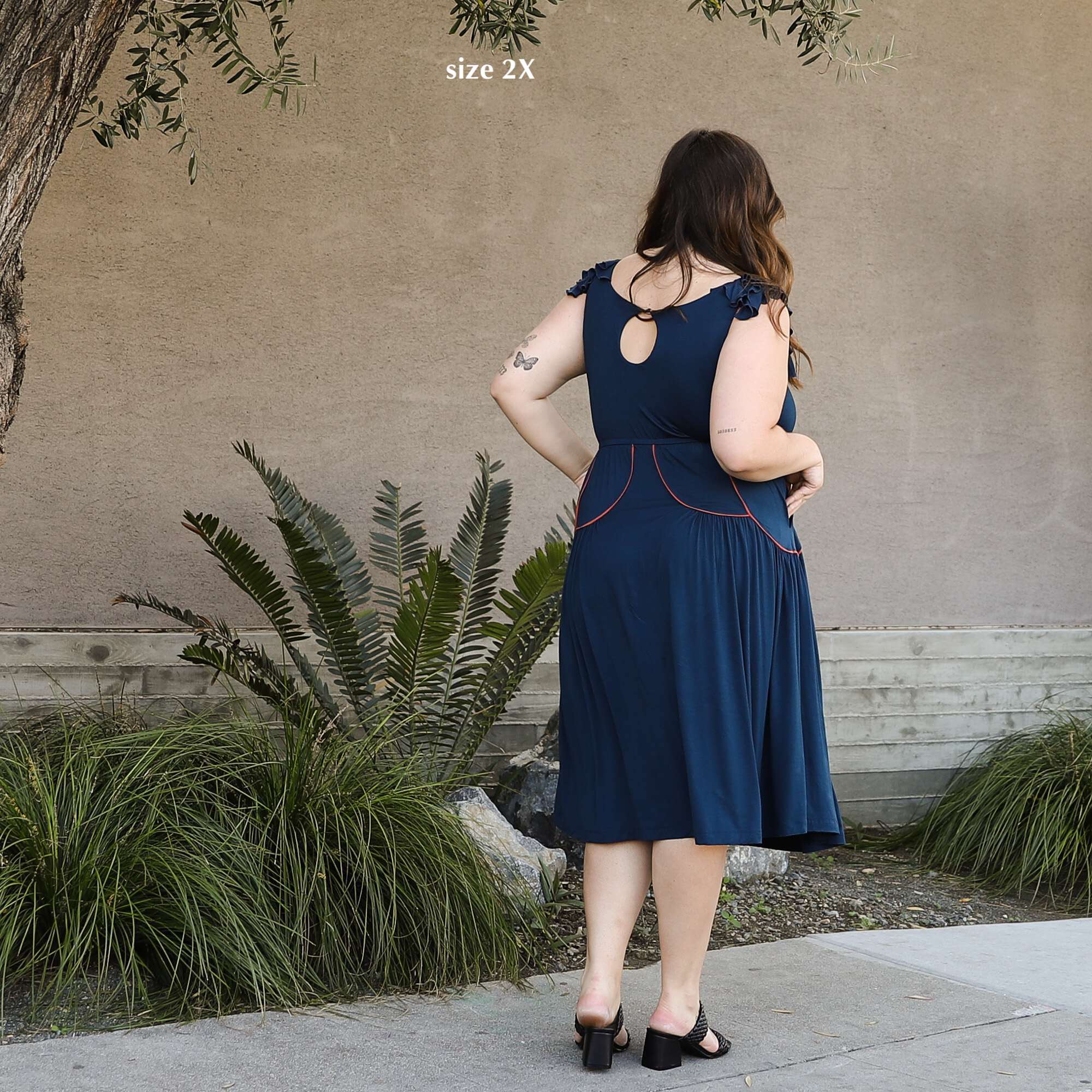 LUCIENNE DRESS - BLUE / RUST